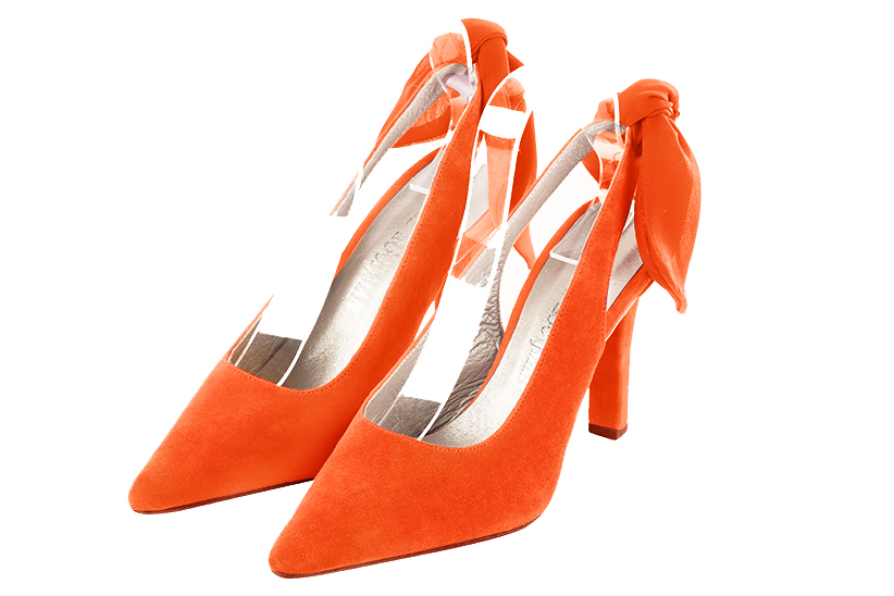 Clementine orange women's slingback shoes.. Front view - Florence KOOIJMAN